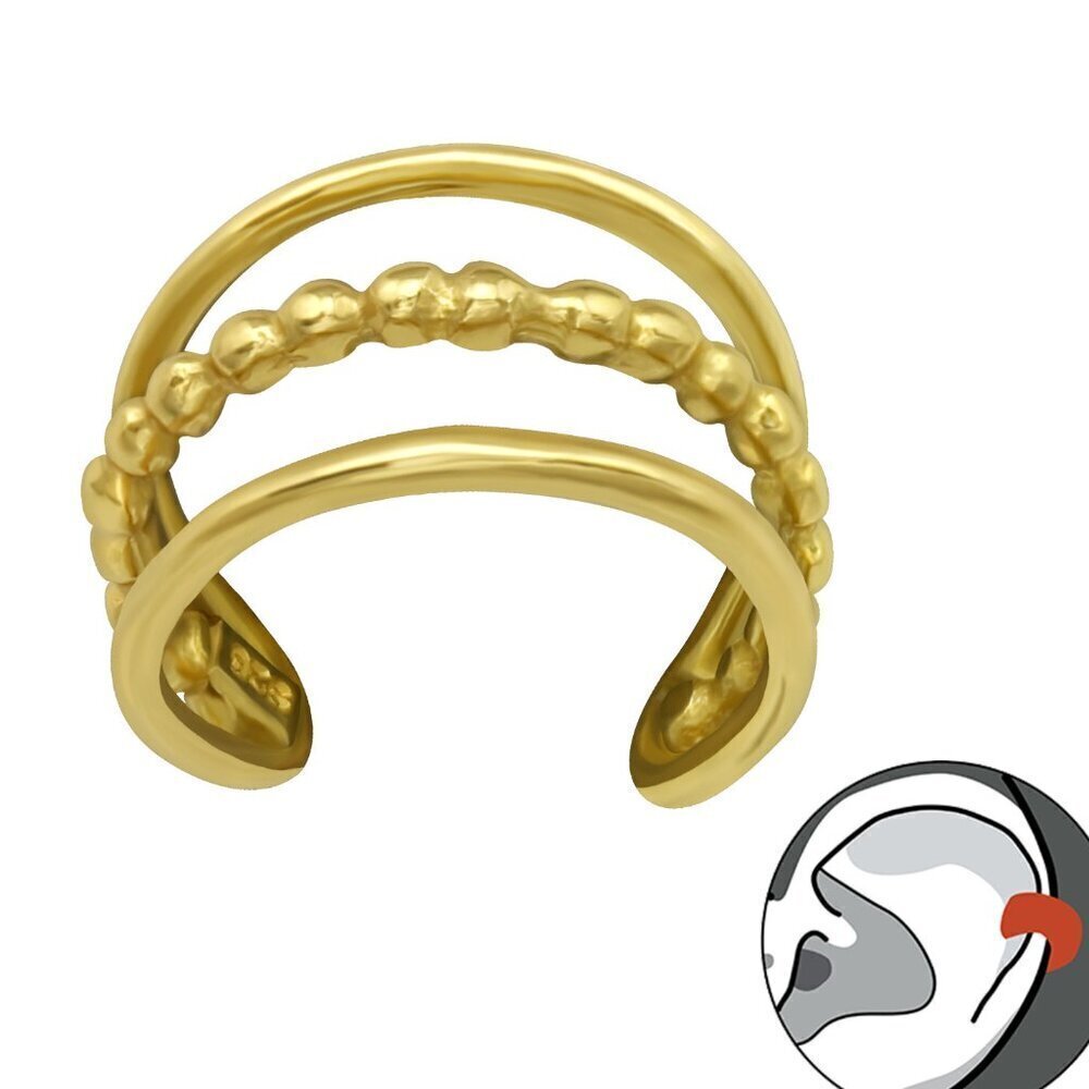 14k Gold Vermeil Three Band Ear Cuff